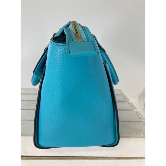 MICHAEL KORS, LARGE BLUE PEBBLED LEATHER HANDBAG - Picture 14 of 16